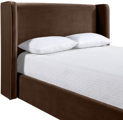 Sloane Brown Velvet Upholstered Full Bed, 1 Piece