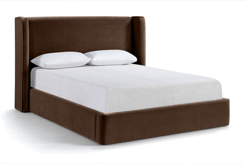 Sloane Brown Velvet Upholstered King Bed, 1 Piece