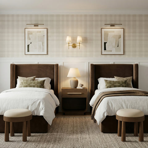 Sloane Brown Velvet Upholstered Twin Bed, 1 Piece