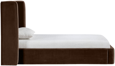 Sloane Brown Velvet Upholstered Twin Bed, 1 Piece