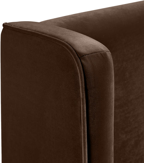 Sloane Brown Velvet Upholstered Twin Bed, 1 Piece