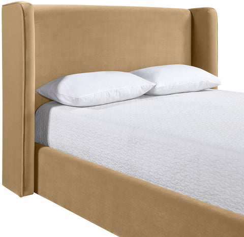 Sloane Camel Velvet Upholstered Full Bed, 1 Piece