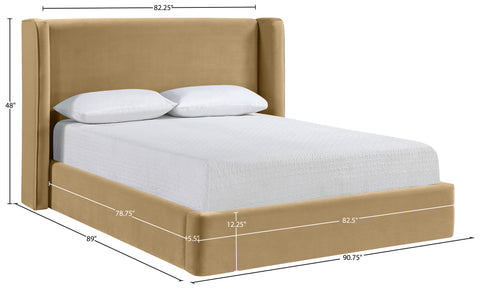 Sloane Camel Velvet Upholstered King Bed, 1 Piece