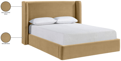 Sloane Camel Velvet Upholstered King Bed, 1 Piece