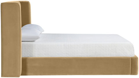 Sloane Camel Velvet Upholstered King Bed, 1 Piece