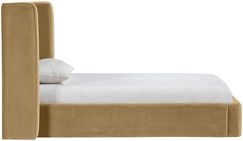 Sloane Camel Velvet Upholstered Twin Bed, 1 Piece