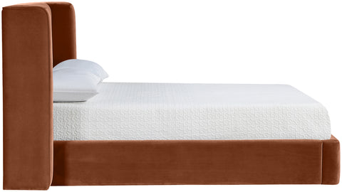 Sloane Cognac Velvet Upholstered Full Bed, 1 Piece