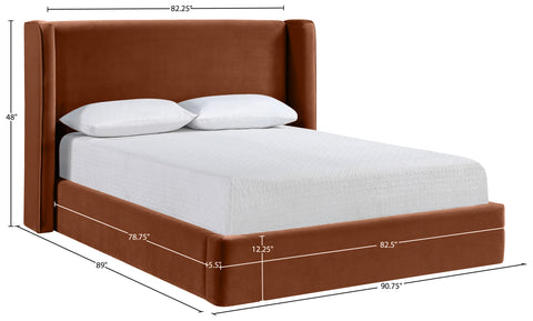 Sloane Cognac Velvet Upholstered King Bed, 1 Piece