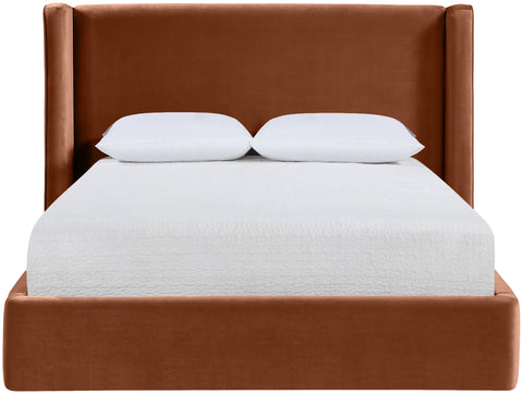 Sloane Cognac Velvet Upholstered Queen Bed, 1 Piece