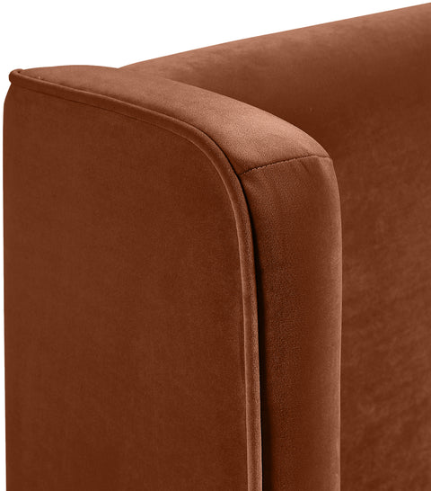 Sloane Cognac Velvet Upholstered Queen Bed, 1 Piece