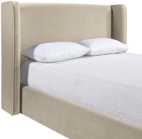 Sloane Cream Velvet Upholstered Full Bed, 1 Piece