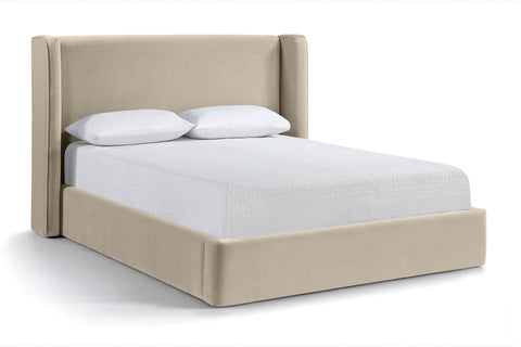 Sloane Cream Velvet Upholstered King Bed, 1 Piece