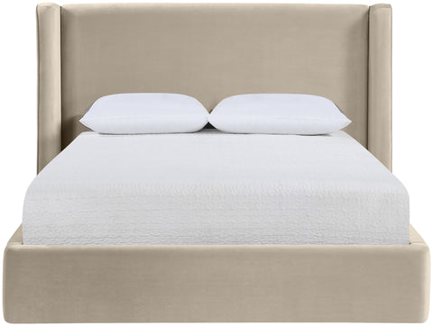 Sloane Cream Velvet Upholstered King Bed, 1 Piece