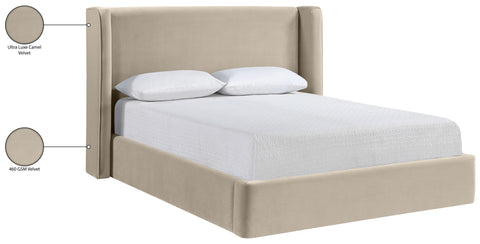 Sloane Cream Velvet Upholstered Queen Bed, 1 Piece
