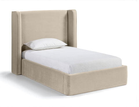Sloane Cream Velvet Upholstered Twin Bed, 1 Piece
