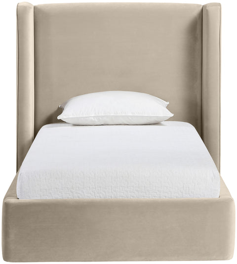 Sloane Cream Velvet Upholstered Twin Bed, 1 Piece