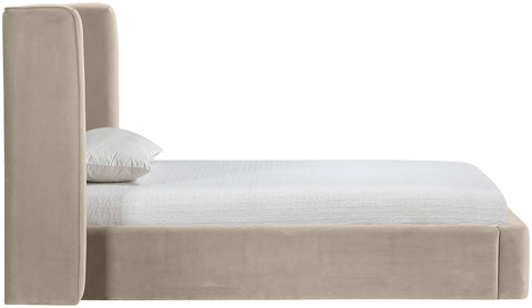 Sloane Cream Velvet Upholstered Twin Bed, 1 Piece
