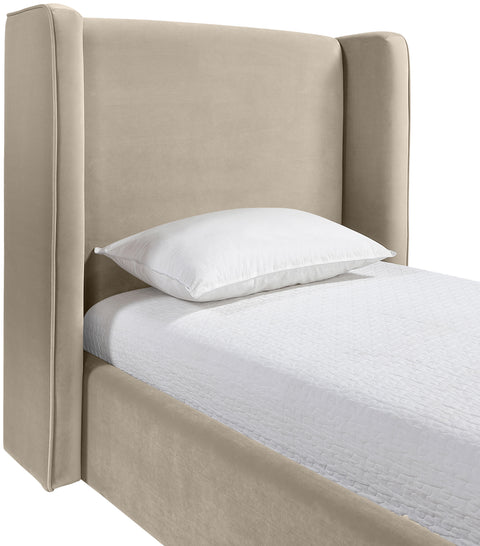 Sloane Cream Velvet Upholstered Twin Bed, 1 Piece
