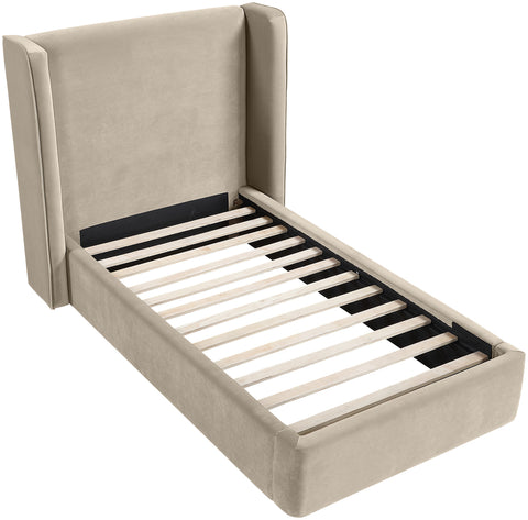 Sloane Cream Velvet Upholstered Twin Bed, 1 Piece