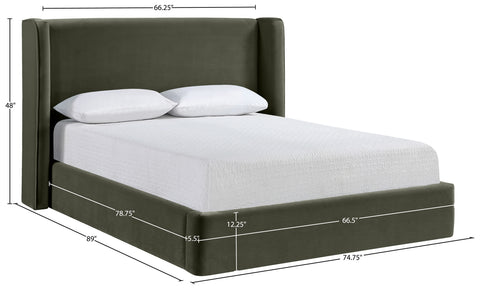 Sloane Green Velvet Upholstered Queen Bed, 1 Piece