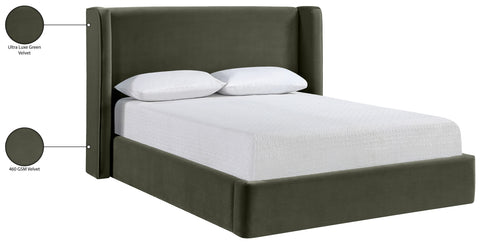 Sloane Green Velvet Upholstered Queen Bed, 1 Piece