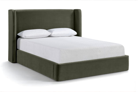 Sloane Green Velvet Upholstered Queen Bed, 1 Piece