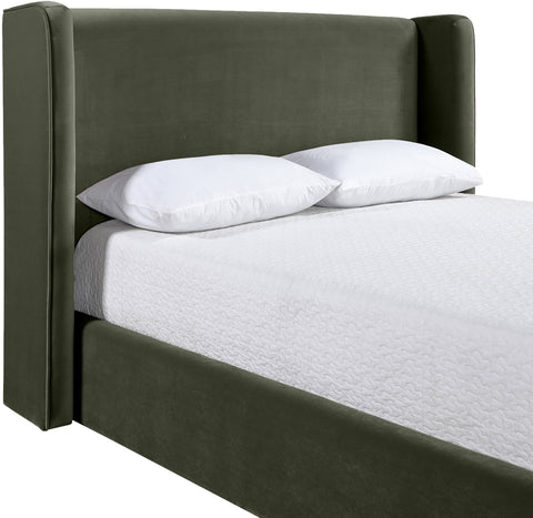 Sloane Green Velvet Upholstered Queen Bed, 1 Piece