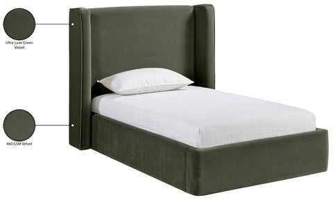 Sloane Green Velvet Upholstered Twin Bed, 1 Piece