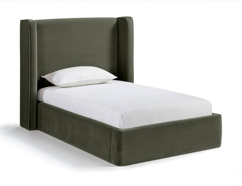 Sloane Green Velvet Upholstered Twin Bed, 1 Piece