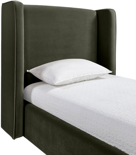 Sloane Green Velvet Upholstered Twin Bed, 1 Piece