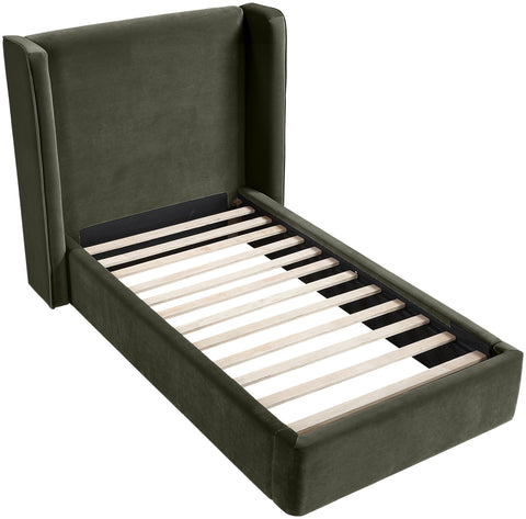 Sloane Green Velvet Upholstered Twin Bed, 1 Piece