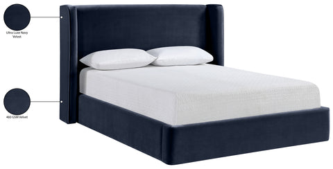 Sloane Navy Velvet Upholstered Full Bed, 1 Piece