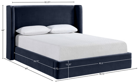 Sloane Navy Velvet Upholstered King Bed, 1 Piece