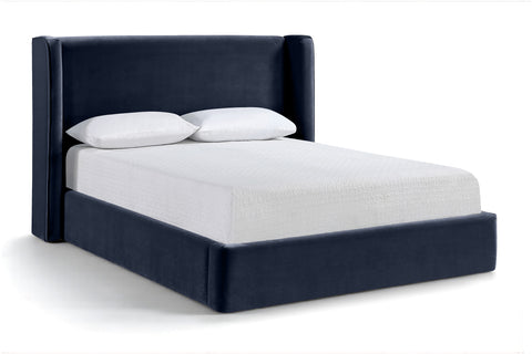 Sloane Navy Velvet Upholstered Queen Bed, 1 Piece