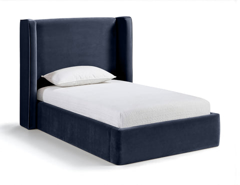 Sloane Navy Velvet Upholstered Twin Bed, 1 Piece