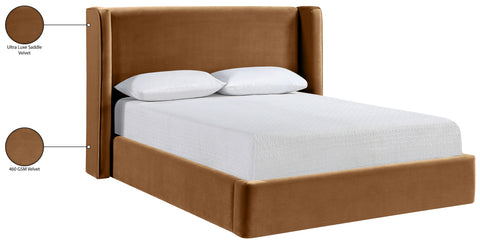 Sloane Saddle Velvet Upholstered King Bed, 1 Piece