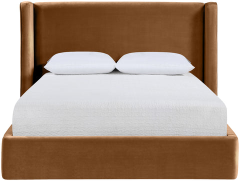 Sloane Saddle Velvet Upholstered King Bed, 1 Piece