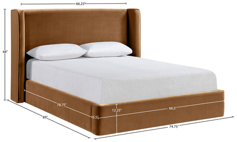 Sloane Saddle Velvet Upholstered Queen Bed, 1 Piece