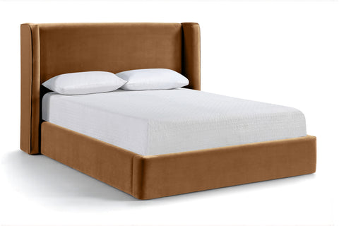 Sloane Saddle Velvet Upholstered Queen Bed, 1 Piece