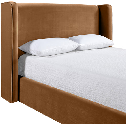 Sloane Saddle Velvet Upholstered Queen Bed, 1 Piece