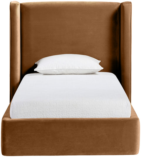 Sloane Saddle Velvet Upholstered Twin Bed, 1 Piece