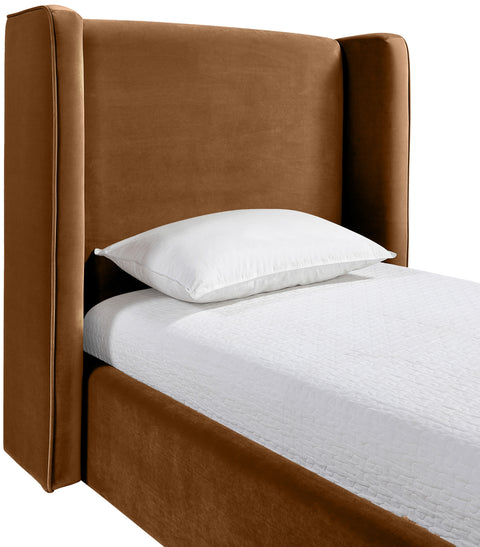 Sloane Saddle Velvet Upholstered Twin Bed, 1 Piece