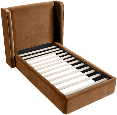 Sloane Saddle Velvet Upholstered Twin Bed, 1 Piece
