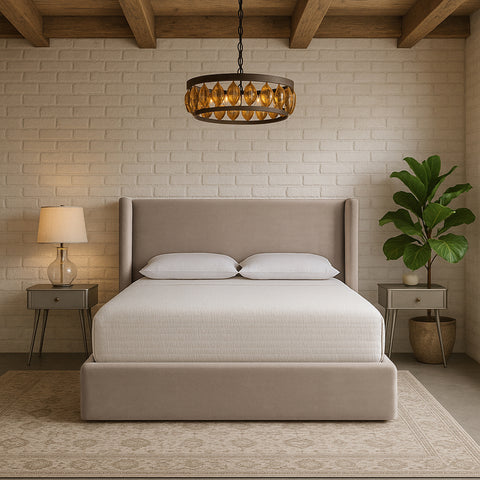 Sloane Taupe Velvet Upholstered Full Bed, 1 Piece