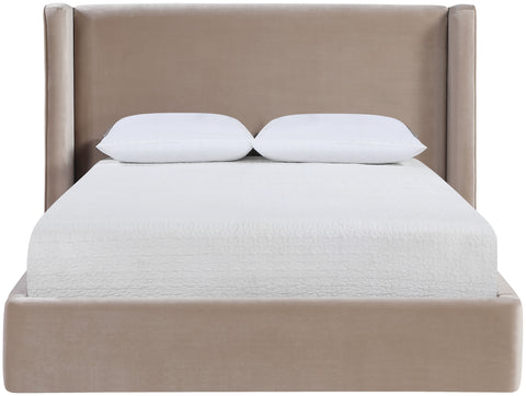 Sloane Taupe Velvet Upholstered King Bed, 1 Piece