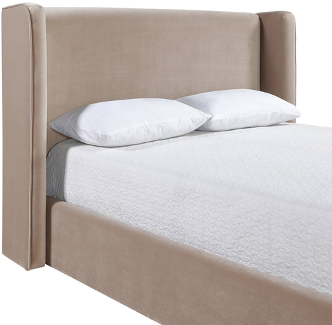 Sloane Taupe Velvet Upholstered King Bed, 1 Piece