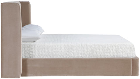 Sloane Taupe Velvet Upholstered Queen Bed, 1 Piece