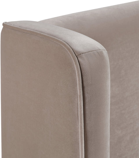 Sloane Taupe Velvet Upholstered Queen Bed, 1 Piece