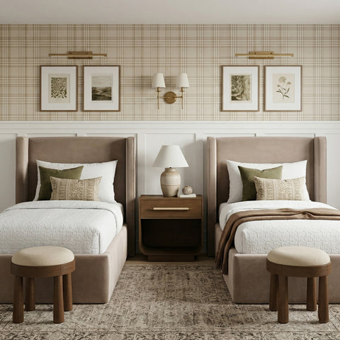 Sloane Taupe Velvet Upholstered Twin Bed, 1 Piece