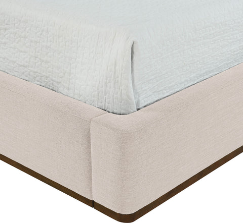 Greer Beige Linen Textured Fabric Upholstered King Bed, 1 Piece (Style 2)
